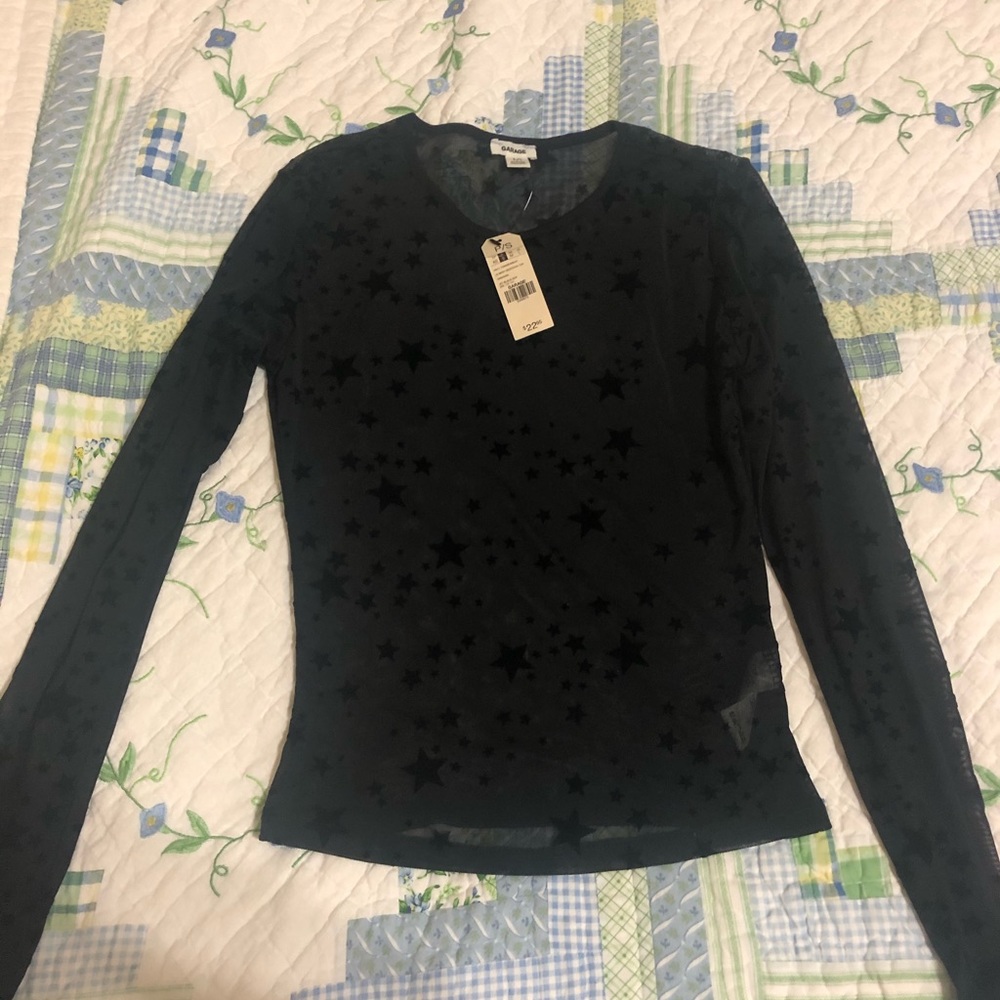Black star sheer shirt